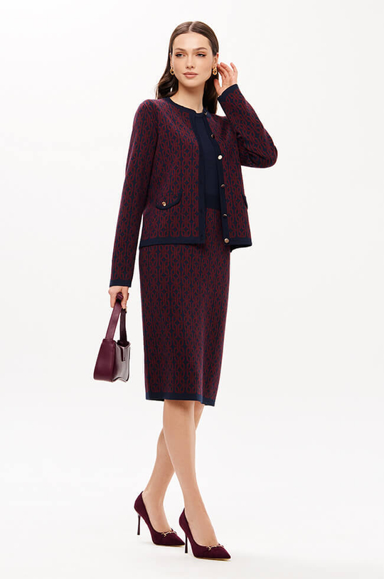 1952 Кардиган женский (темно-синий / бордовый)