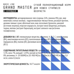 Уценка! Срок 24.08.26 Сухой корм AJO Cat Grand Master для кошек старшего возраста для профилактики МКБ