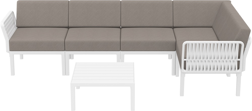 Комплект пластиковой мебели Siesta Contract Portofino Lounge Corner, белый, светло-коричневый