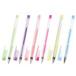 Ручки гелевые ПИФАГОР, НАБОР 6 ЦВЕТОВ, ПАСТЕЛЬНЫЕ, корпус прозрачный, узел 0,7 мм, линия письма 0,5 мм, 142797