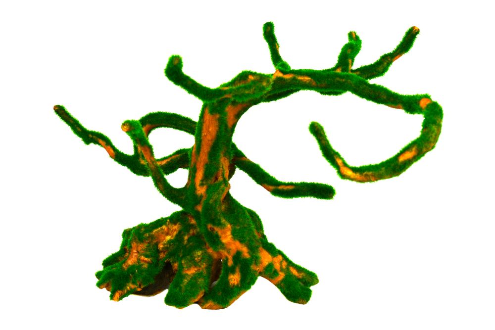Декорация пластиковая Prime Коряга с мхом L 27.5х18.5х19см