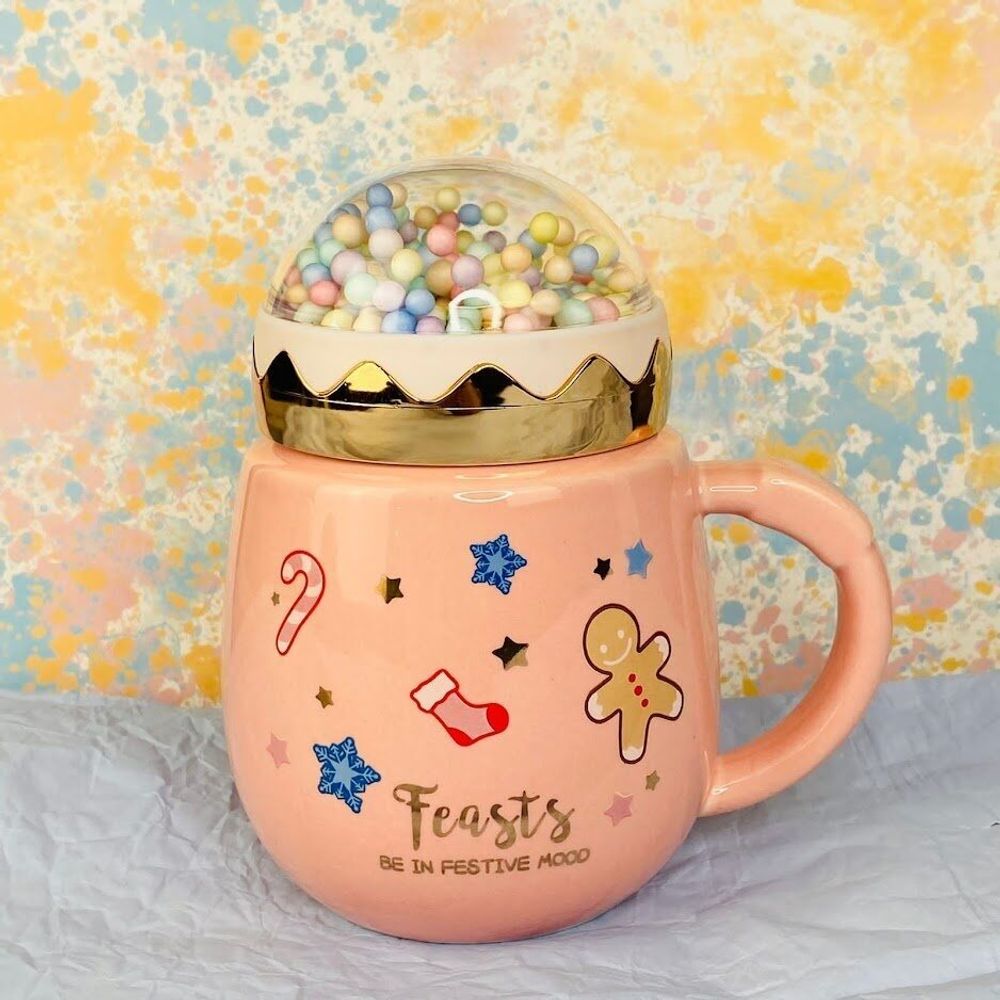 Lenardi 315-006 Детская кружка 470мл с крышкой НОВЫЙ ГОД в под.уп. (х48)Фарфор