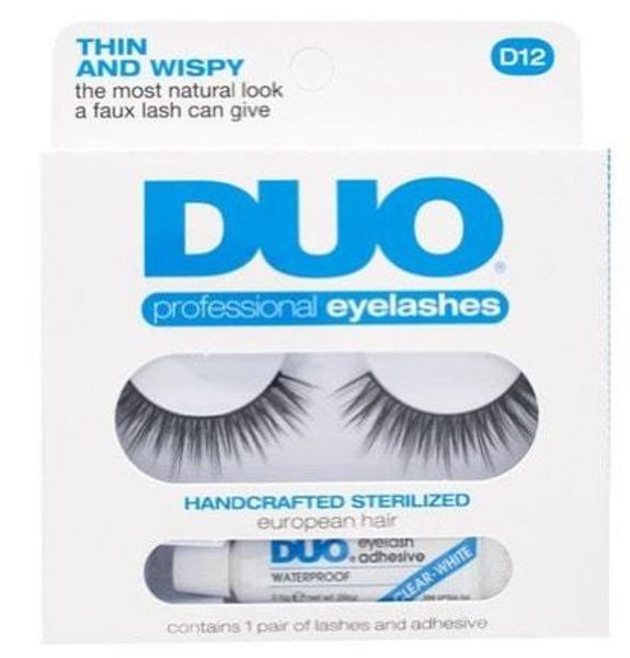 Накладные ресницы DUO  Eyelash Kit D-12 с прозрачным клеем