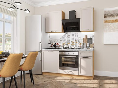 Прямая модульная кухня Барселона-06 Кашемир - Дуб Вотан 2140*1600*600