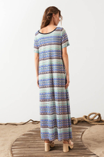 51573 Платье женское (бирюзовый мультиколор)