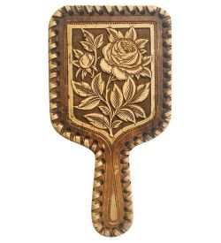 Народные промыслы BST-329/ 1 Зеркало с ручкой «Роза» (береста)