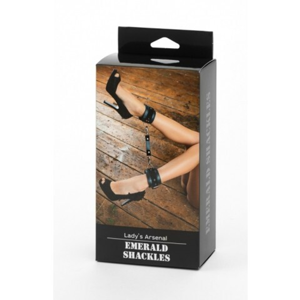 Оковы на ноги из натуральной кожи изумруд