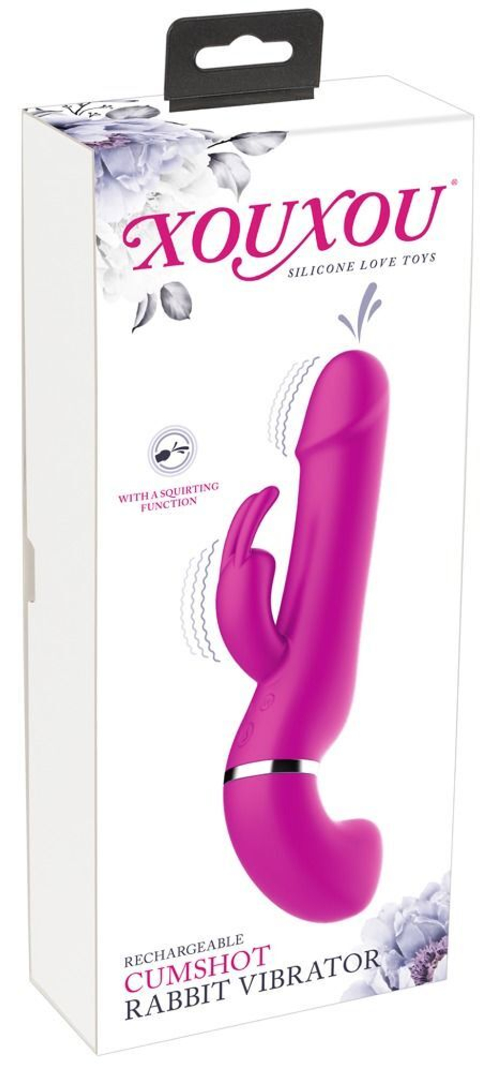 Лиловый вибратор-кролик с функцией сквирта Cumshot Rabbit Vibrator - 24 см. (Цвет: лиловый)