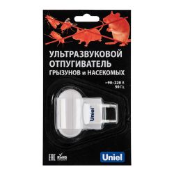 UDR-E10 WHITE Ультразвуковой отпугиватель насекомых и грызунов. 220В. Площадь до 30м2. Белый. TM Uniel