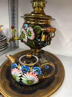 Эл. Самовар 3 л с росписью в наборе 3 предмета Тула