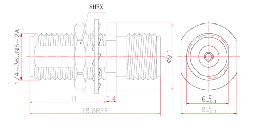 LF-2.92FF-BH-40G, Коаксиальный проходной соединитель (SMA)