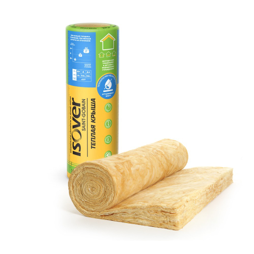 Утеплитель ИЗОВЕР Рулон Теплая Крыша ТВИН 5000х1220х50мм (12,2м2=0,61м3) (2шт),  плотность 15 кг/1 м³..