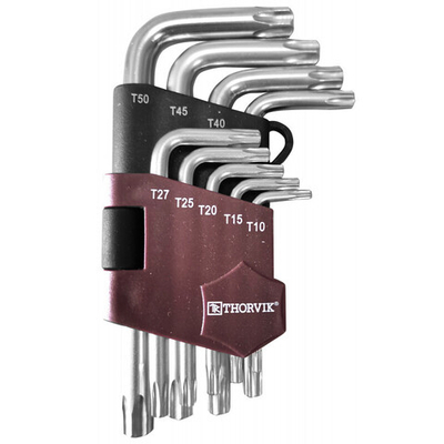Набор ключей THORVIK торцевых коротких TORX, Т10-T50, 9 предметов   TKS9S
