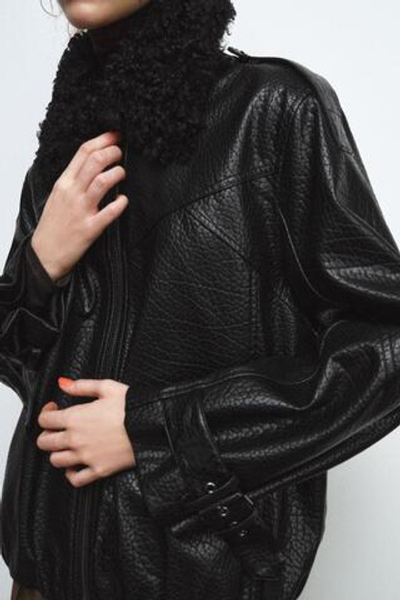 ZARA БОМБЕР ИЗ ИСКУССТВЕННОЙ КОЖИ — ZW COLLECTION, ЧЕРНЫЙ