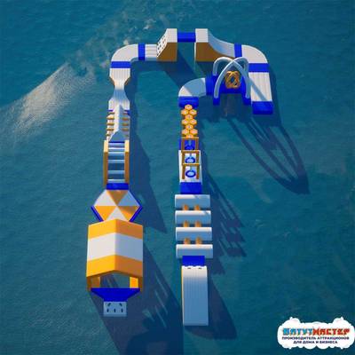 Коммерческий надувной аквапарк на воде «Акула-парк» 38×8×4 м