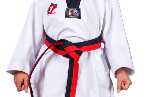 Пояс для тхэквондо ProfSport без вышивки красно-черный