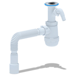 Сифон для раковины Ани Пласт Грот 1 1/2"*40 с отводом для стиральной машины, с гибкой трубой 40*40/50 (A2015)