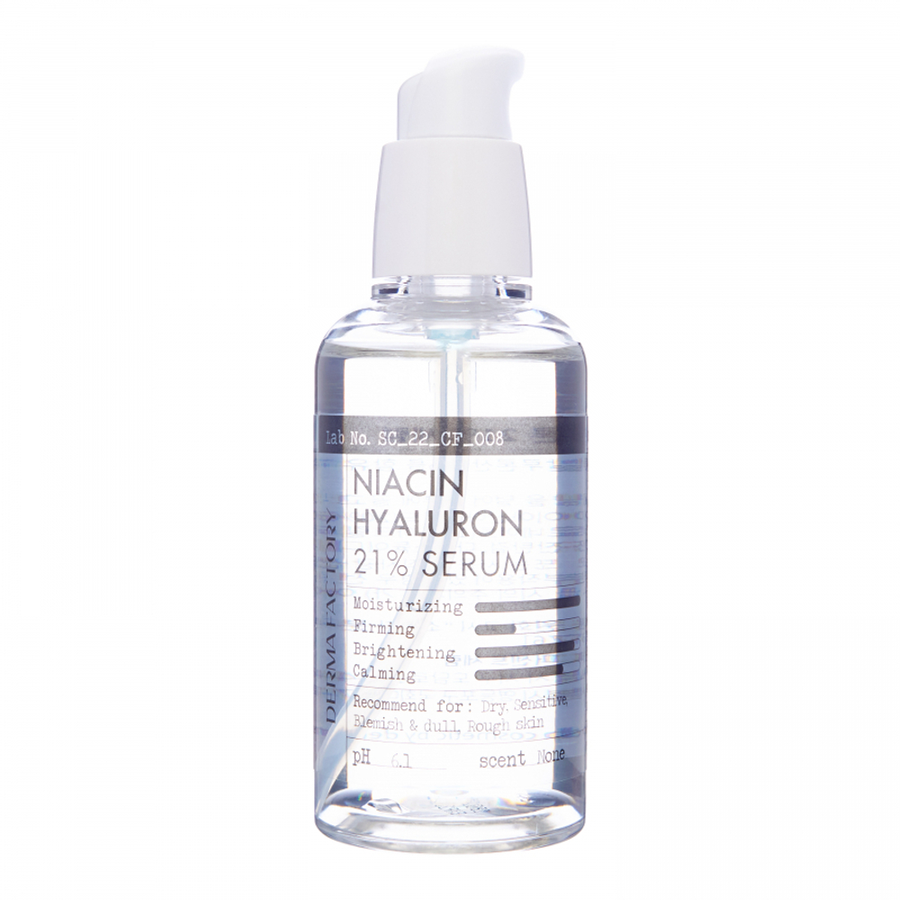 Derma Factory NIACIN HYALURON 21% SERUM Увлажняющая сыворотка для лица с ниацинамидом и гиалуроновой кислотой 80мл
