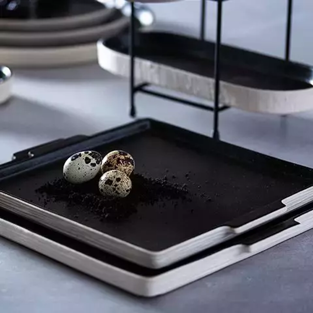 Тарелка 20х36.5см Costa Nova Notos черно-белая