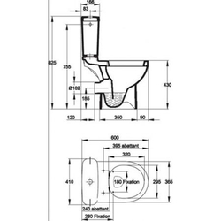 Унитаз напольный с бачком Jacob Delafon Odeon Up 18557K+E4740-00 схема