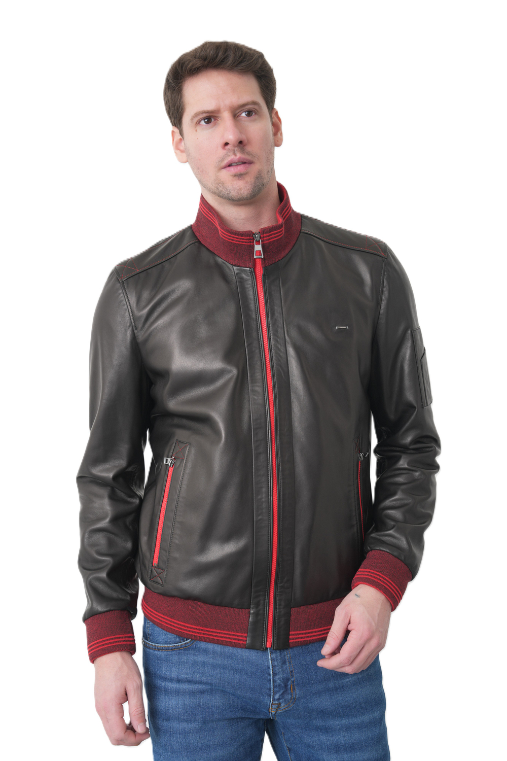 KHIMEONE Мужская кожаная демисезонная куртка (натуральная кожа, овчина)