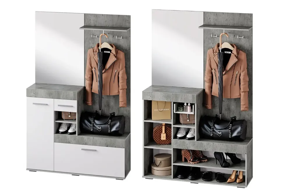 Прихожая Инстайл бетон/белый