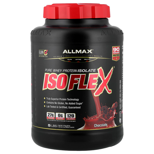 ALLMAX, ISOFLEX®, чистый изолят сывороточного протеина, шоколад, 2,27 кг (5 фунтов)
