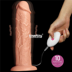 Телесный вибратор-гигант 11 Inch Realistic Long Vibrating Dildo - 28 см. (Цвет: телесный)