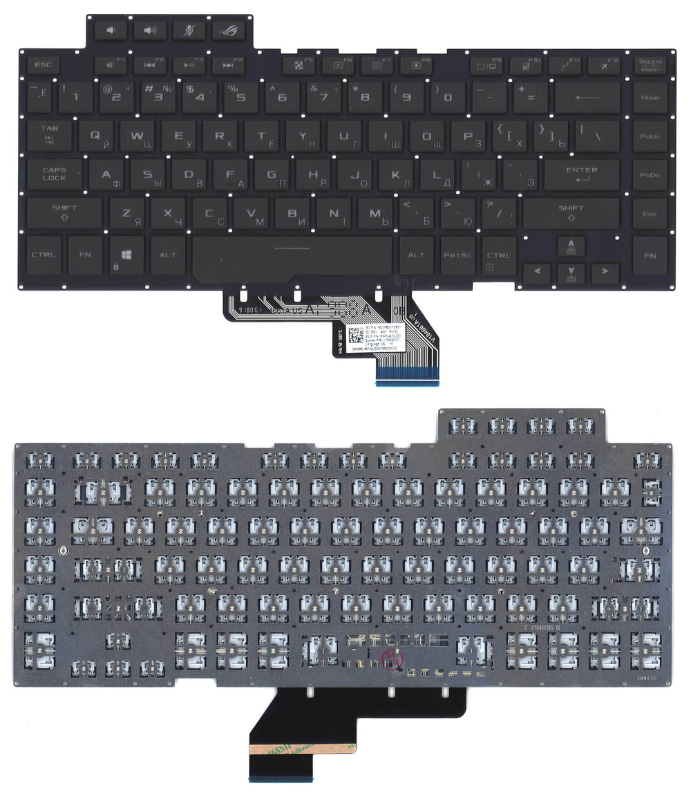Клавиатура для ноутбука Asus ROG GU502 черная c подсветкой маленький энтер