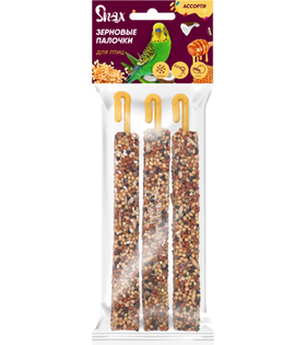 Зерновые палочки для птиц Snax Plus ассорти Кунжут, Мед, Кокос 3шт 75гр.