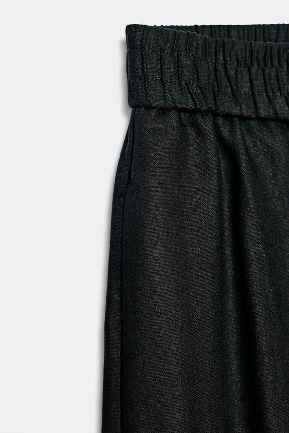 ZARA БРЮКИ ПРЯМОГО КРОЯ ИЗ СМЕСОВОГО ЛЬНА, ЧЕРНЫЙ