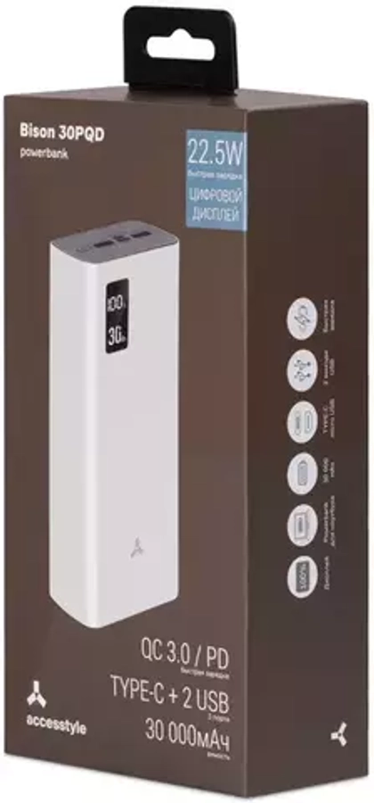 Аккумулятор Accesstyle Bison 30000 mAh, белый