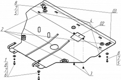 Защита картера Двигателя, КПП. 2 мм, Сталь. для Opel Vivaro 2006-2014, Renault Trafic 2001-2014 MOTODOR.01529