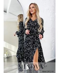 Платье 2141-черно-белый Minova