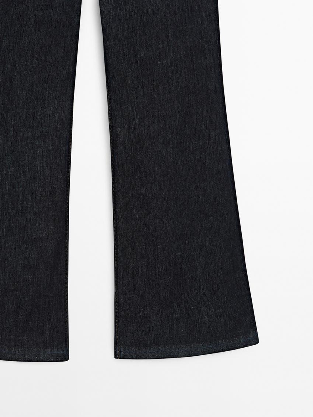 Massimo Dutti Расклешенные джинсы с завязками, темно-серый