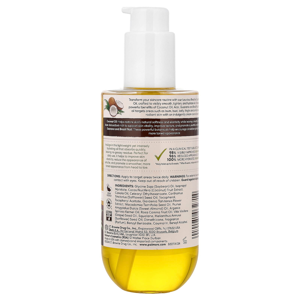 Palmer's, Coconut Oil Formula® с витамином E, для упругости попы, масло для груди и тела, бразильский кокос, 192 мл (6,5 жидк. унции)