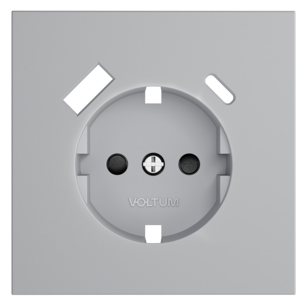 Накладка для розетки с заземлением и защитными шторками, с USB A+C, S70 (серый)