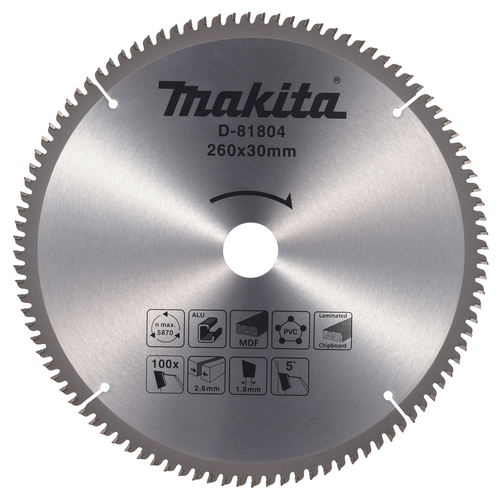 Пильный диск универсальный 260x30x2,6/1,8х100T Makita D-81804