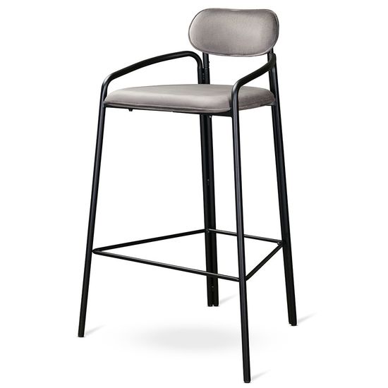 Стул барный ror, round, велюр, черный/серый