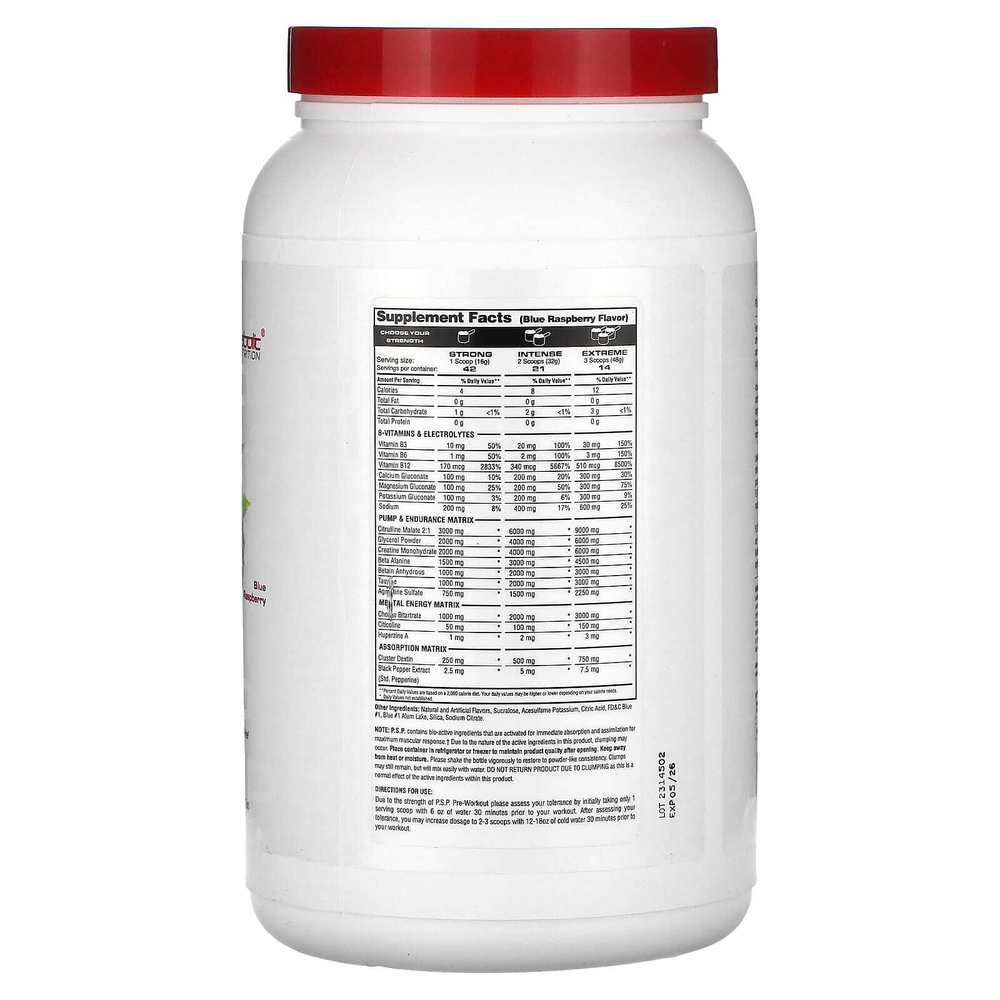 Metabolic Nutrition, PSP, предтренировочный комплекс, голубая малина, 672 г (23,7 унции)