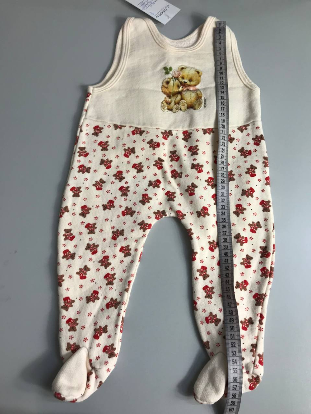 Ползунки для маленькой принцессы с милым мишкой, тепленькие 2-4 месяца