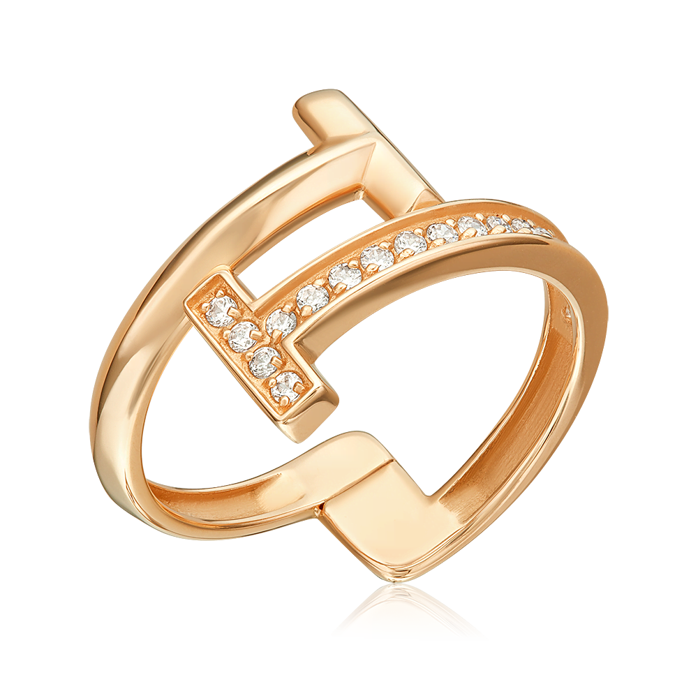 Кольцо из красного золота с фианитами