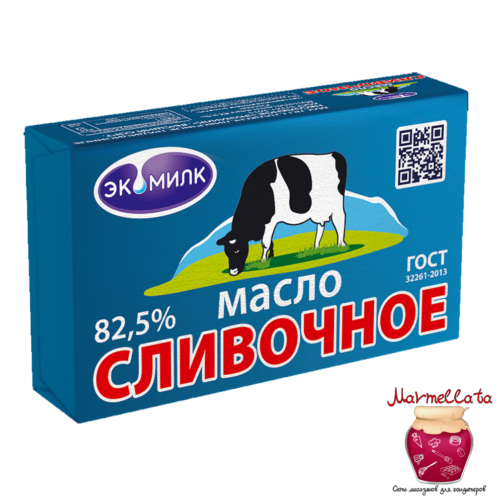 Масло сливочное несоленое ЭКОМИЛК, 82,5%, 180 гр.