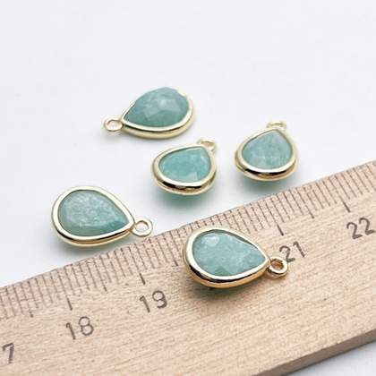 Подвеска Капля, амазонит, цвет золото, размер около 14*9,5 мм, цена за 1 шт