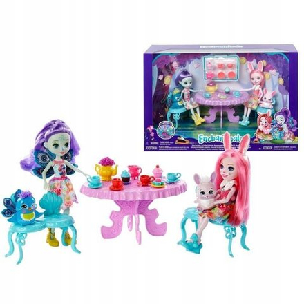 Кукла Enchantimals Mattel - Игровой набор для чаепития + куклы Бри Банни и Паттер Павлин, фигурки животных и аксессуары - Энчантималс GLD41