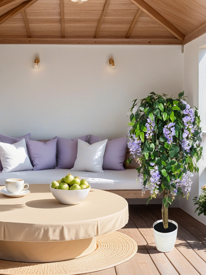 Дерево искусственное Глициния сиреневая 130см в кашпо