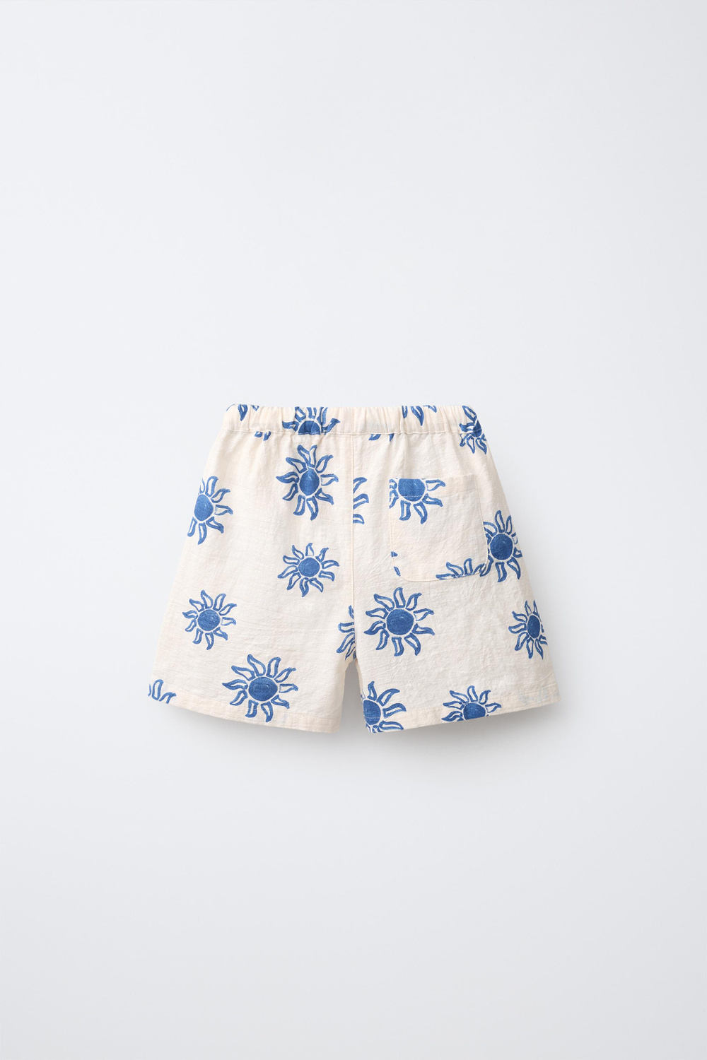 ZARA ШОРТЫ С ПРИНТОМ «СОЛНЦЕ», ЭКРЮ/СИНИЙ