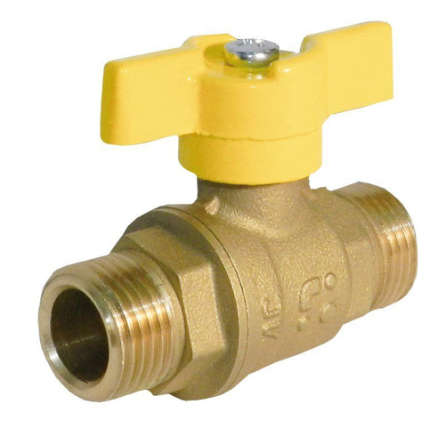 Кран латунный шаровой газовый БАЗ.А12.1, 11Б27п1, DN 15, PN 40, штуцер-штуцер, бабочка