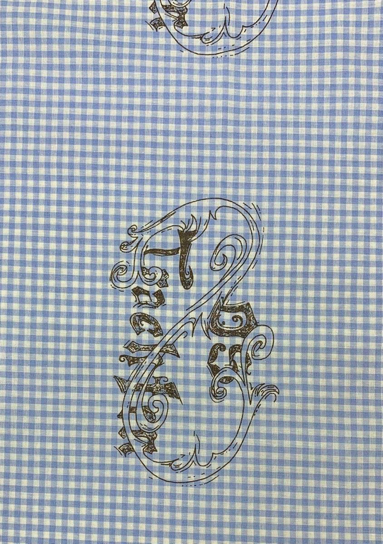 Коттон сорочка, принт клетка голуб/белый NBD132