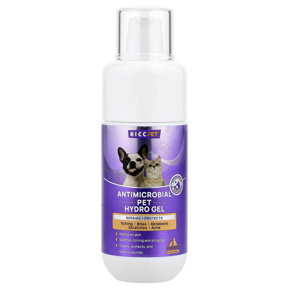 HICC Pet, гидрогель для животных, противомикробный, для собак и кошек, 100 мл (3,4 жидк. унции)